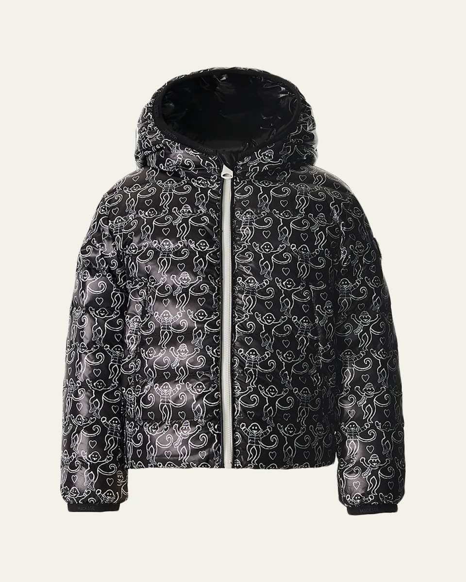 x Roller Rabbit Girl's Reversible Hooded Down Jacket, Size 8-14